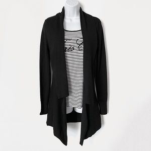 White House Black Market Black Long Sleeve Sweater Gold Buttons Size M